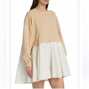 Free People Beige and White Two-Tone Mini Dress